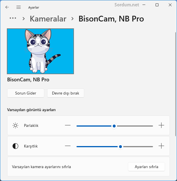 Webcam parlaklık ayarı