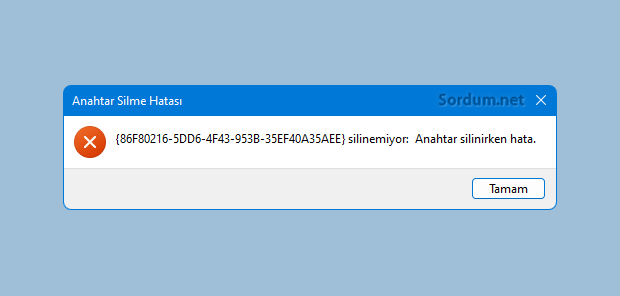 Registry Anahtarı silinmiyor