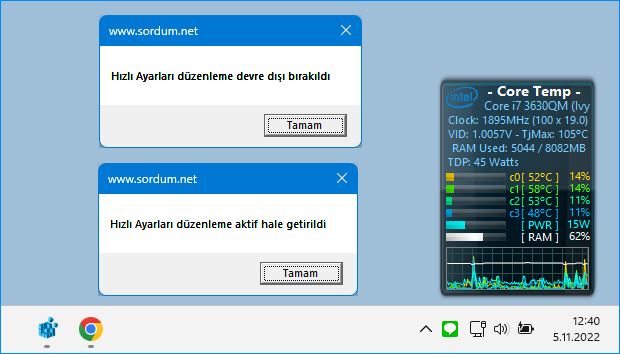 Hızlı ayarları vbscript ile kısıtla