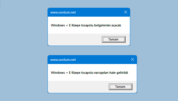 Vbscript ile Win + E Kısayolunu değiştir
