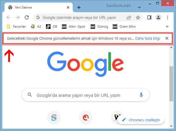 Chrome güncellemelerini almak için Windowsu yükseltin