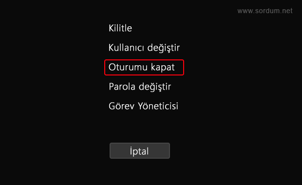 Ctrl + Alt + Del ekranı Ctrl + Alt + Del ekranı