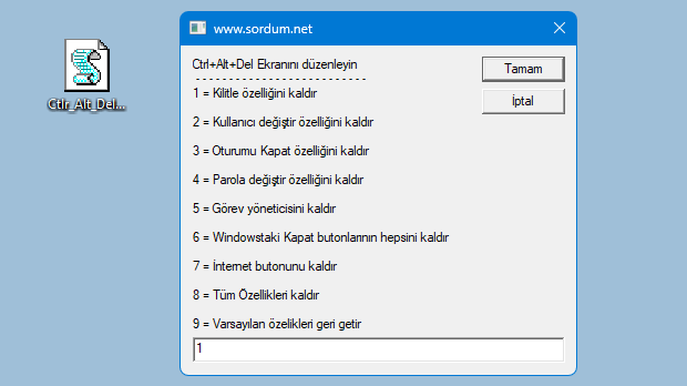Ctrl +Alt + Del ekranını Vbscript ile düzenleyin