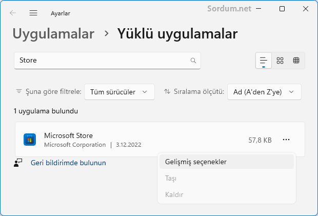 Microsoft mağaza uygulamasını tamir et