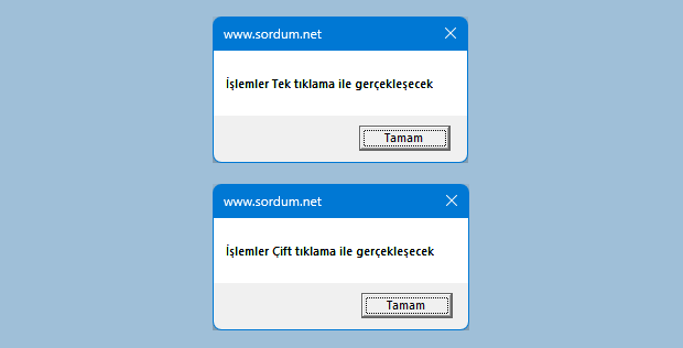 Öğe tek tık ile açılsın ayarı