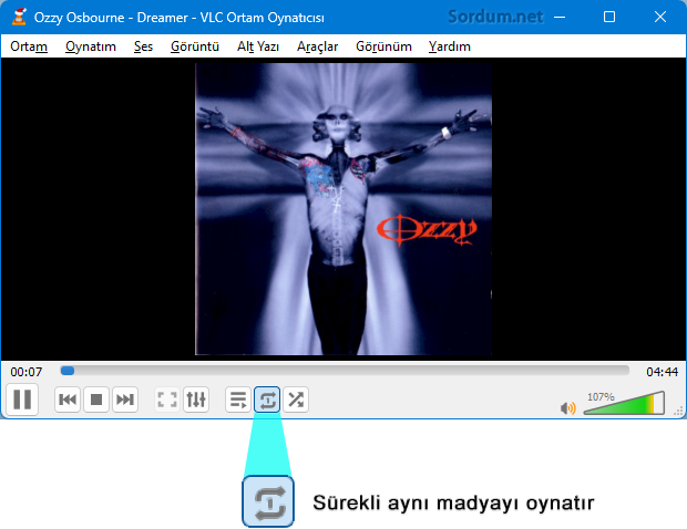 VLC sürekli aynı medyayı oynatsın