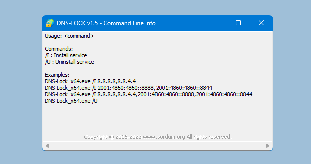 DNS lock cmd parametre desteği