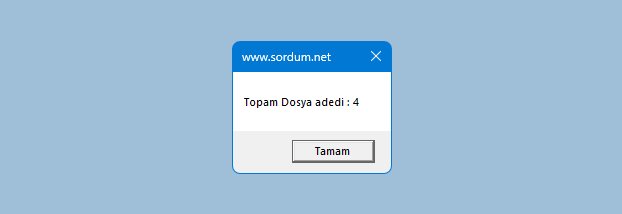 Vbscript ile dosya sayısını bulun