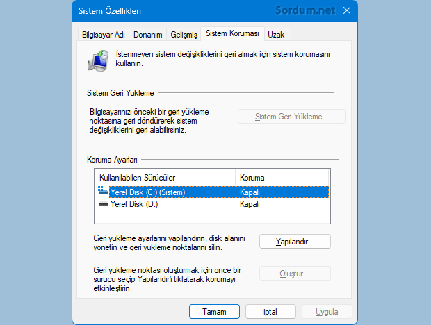 Sistem geri yükleme