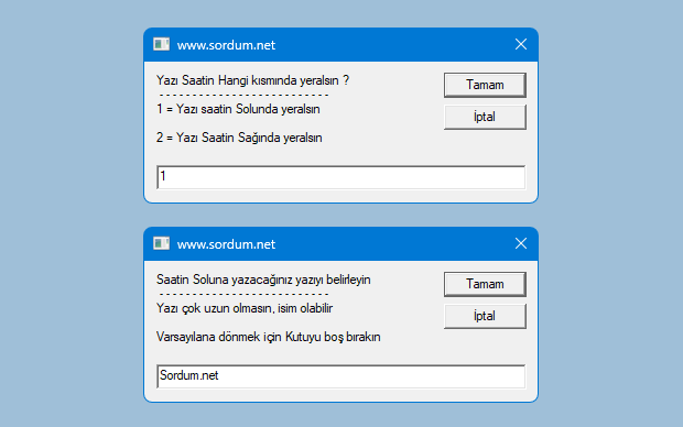 VBscript ile saatin yanına yazı yaz