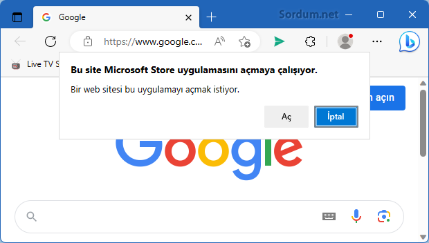 Microsoft Store açma uyarısı