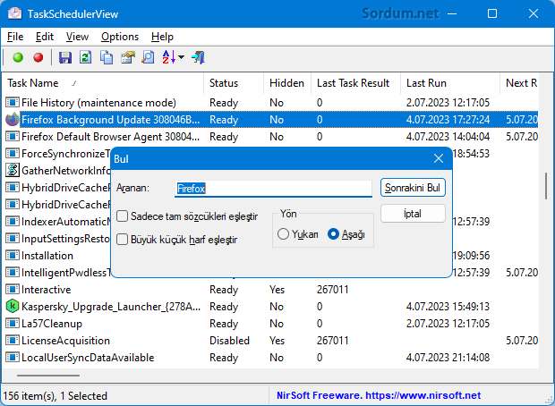 TaskSchedulerView ile gorev bul
