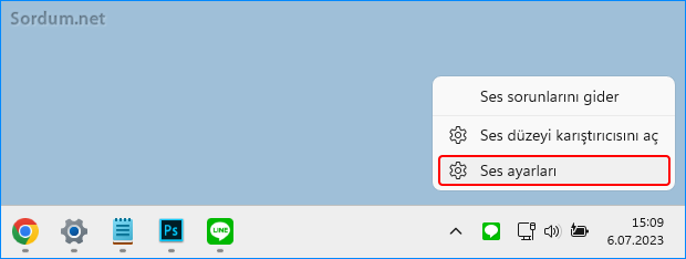 Ses ayarlarını açın Ses ayarlarını açın