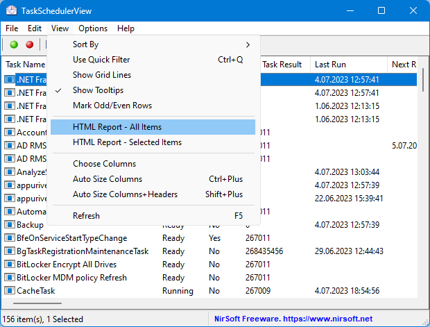 taskschedulerview html raporu
