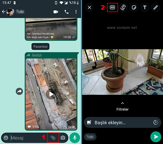 WhatsApp de resmi HD yollayın