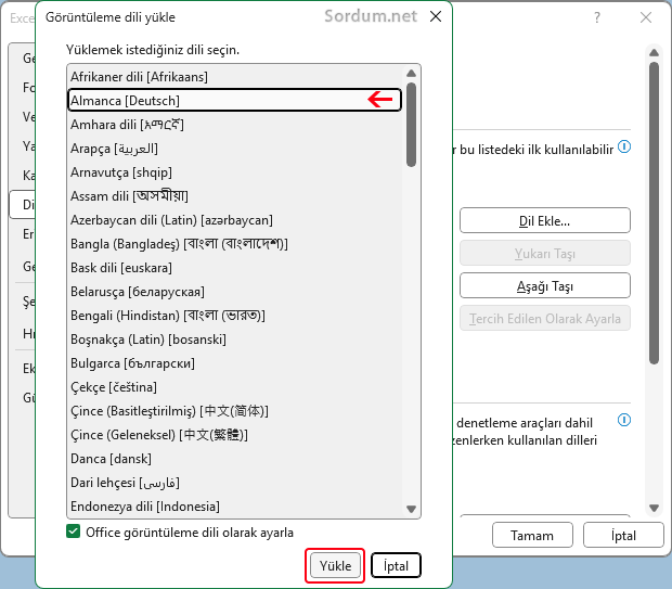 Seçili dili Microsoft Office ye yükle Seçili dili Microsoft Office ye yükle