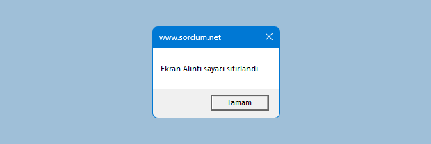 Vbs ile ekran sayacını sıfırla
