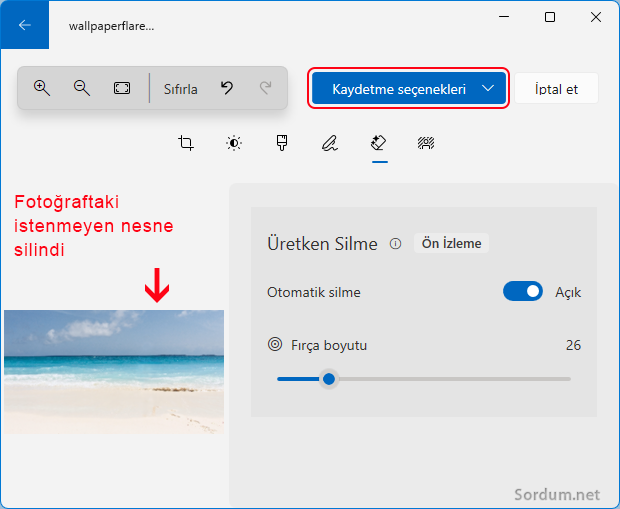 Fotoğraftaki istenmeyen nesne silindi