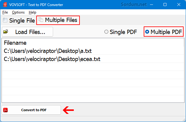 vovsoft text to pdf_converter