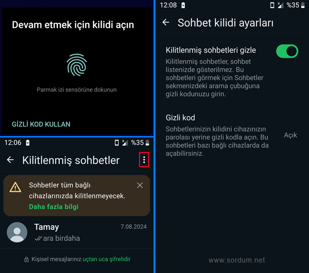 Kilitlenmiş sohbetleri gizle