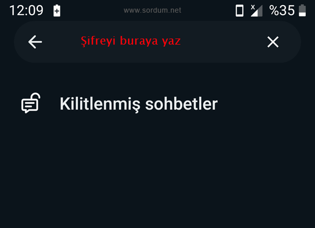 Şifreyi whatsApp aramaya yaz