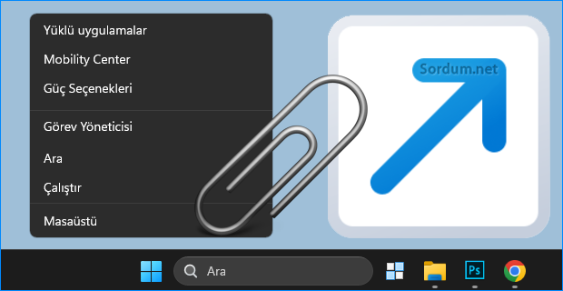 Windows x menüsüne kısayol ilave edin
