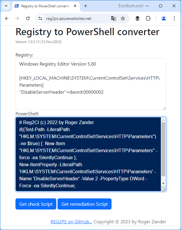 Registry to Powershell Online dönüştürücü