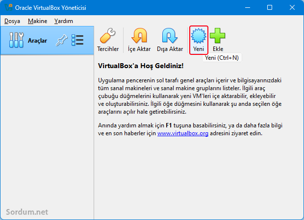 virtual box a sistem kur