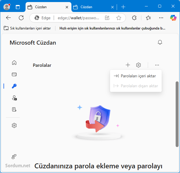 EDGE Parolaları dışa aktar Silik EDGE Parolaları dışa aktar Silik