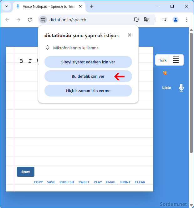 chromede mikrofona izin ver