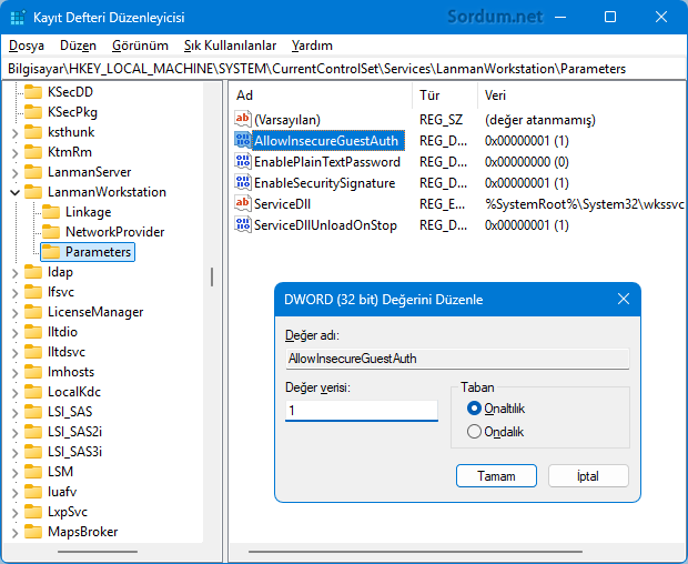 EnableInsecureGuestLogons registry