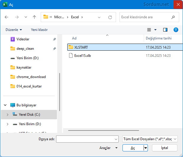 Excel xlstart