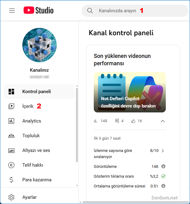 Youtubede içerik veya arama
