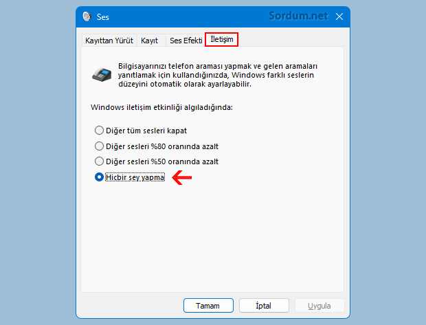 Windows farklı ses düzeylerini, otomatik ayarlamasın