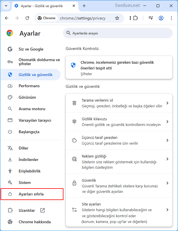 Google chromede ayarları sıfırla Google chromede ayarları sıfırla