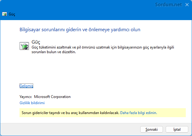 Güç Sorun giderici