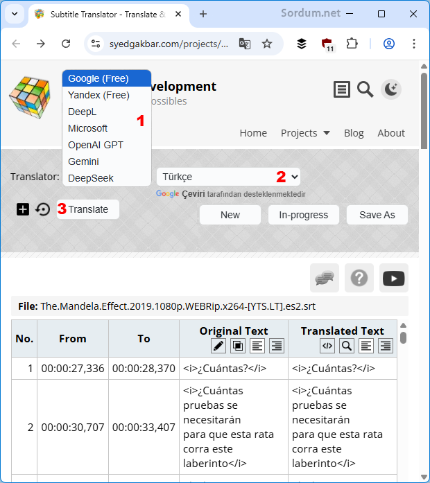 Online alt yazı çevirme ayarı Online alt yazı çevirme ayarı