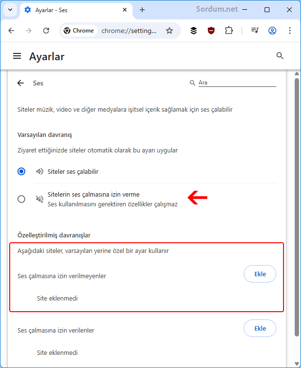 Google chrome siteler ses çalabilir ayarı Google chrome siteler ses çalabilir ayarı