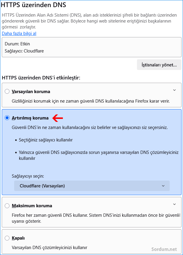 Firefox ta DOH u etkinleştir