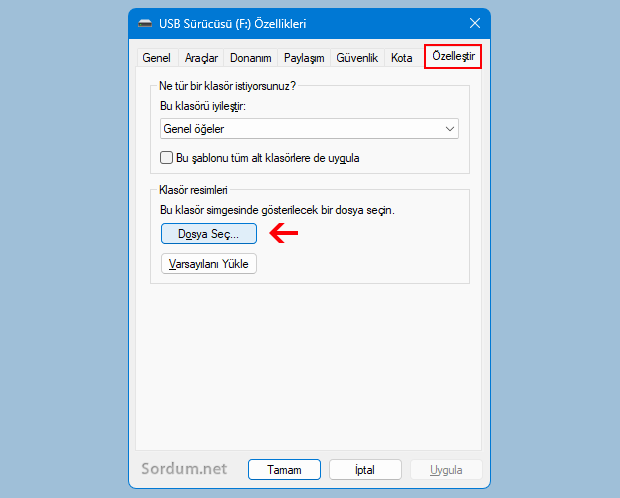Dizin ikonunu değiştir