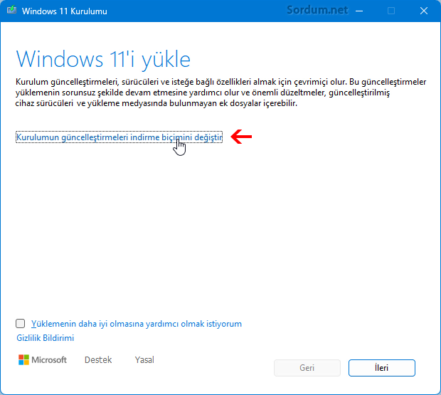 Güncelleştirmeleri değiştirme biçimini değiştir