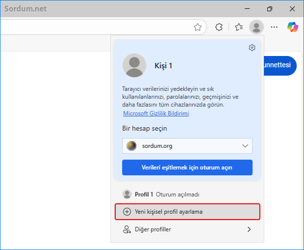 Microsoft EDGE ye Profil nasıl eklenir Microsoft EDGE ye Profil nasıl eklenir