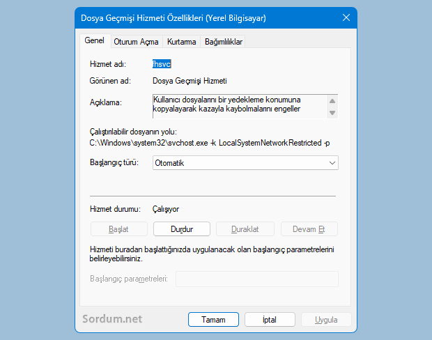 Dosya geçmişi hizmeti (fhsvc)
