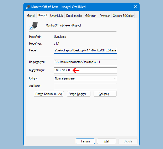 Monitör kapatma klavye kısayolu Monitör kapatma klavye kısayolu