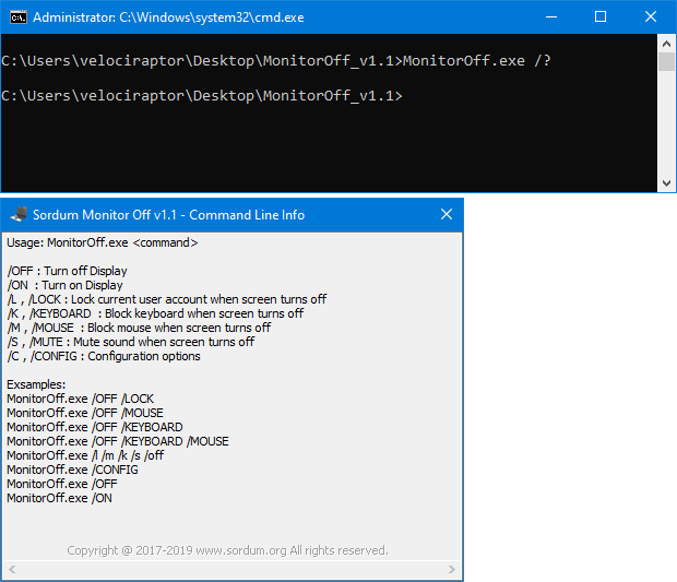 Monitor Off Komut istemi desteği Monitor Off Komut istemi desteği
