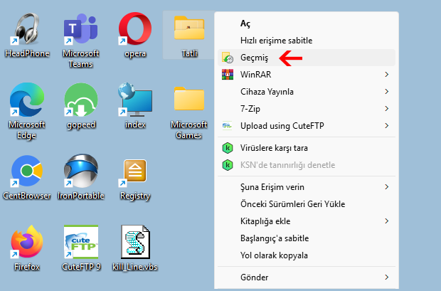Sağ tuşa geçmiş ilave edildi Sağ tuşa geçmiş ilave edildi