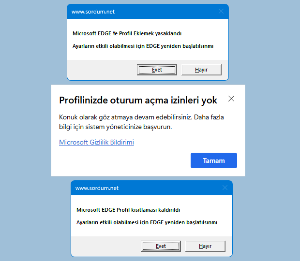 EDGE ye Yeni Profil eklemeyi yasakla EDGE ye Yeni Profil eklemeyi yasakla
