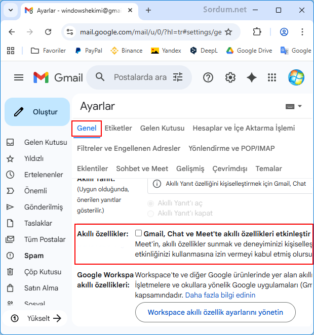 Gmail akıllı özellikler