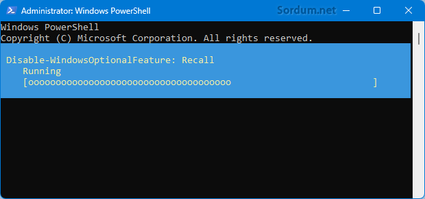 Powershell komutu ile recall kaldır