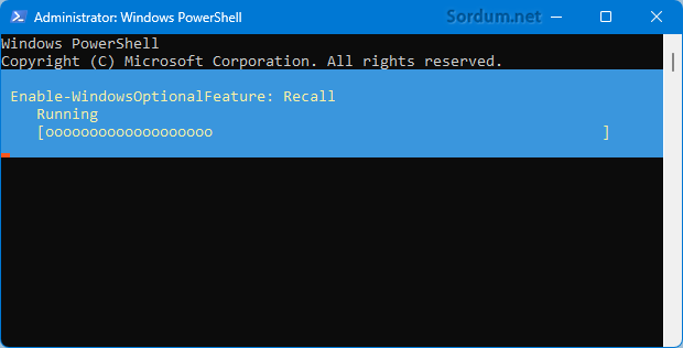 Recall (Hatırlatma) özelliğini Powershell komutu ile aktif et
